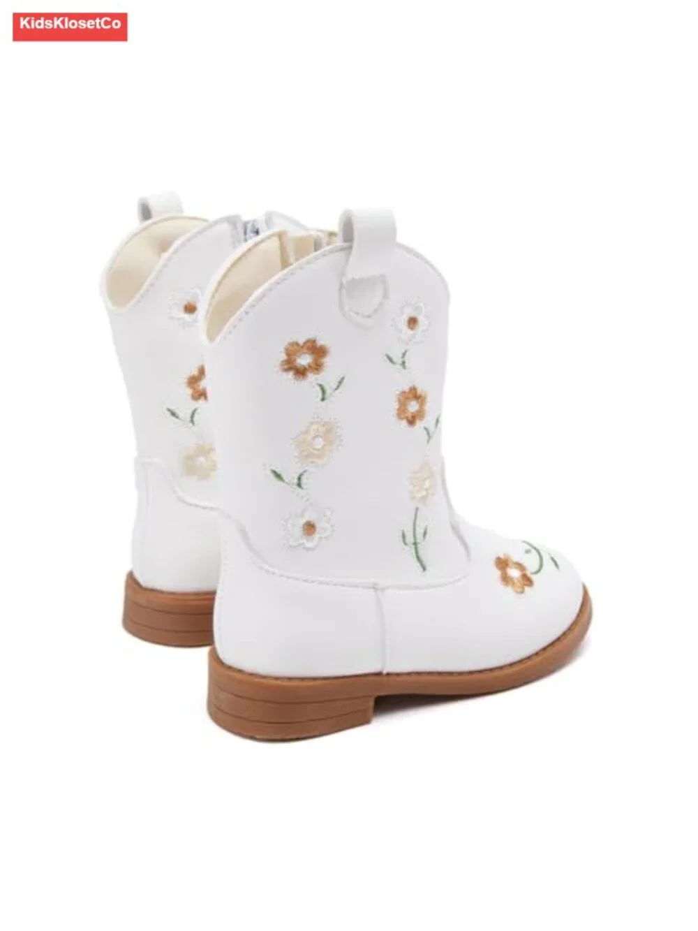 Toddler Girls Cowgirl Boots Mid Calf Western Flower Pointed Toe Riding Shoes